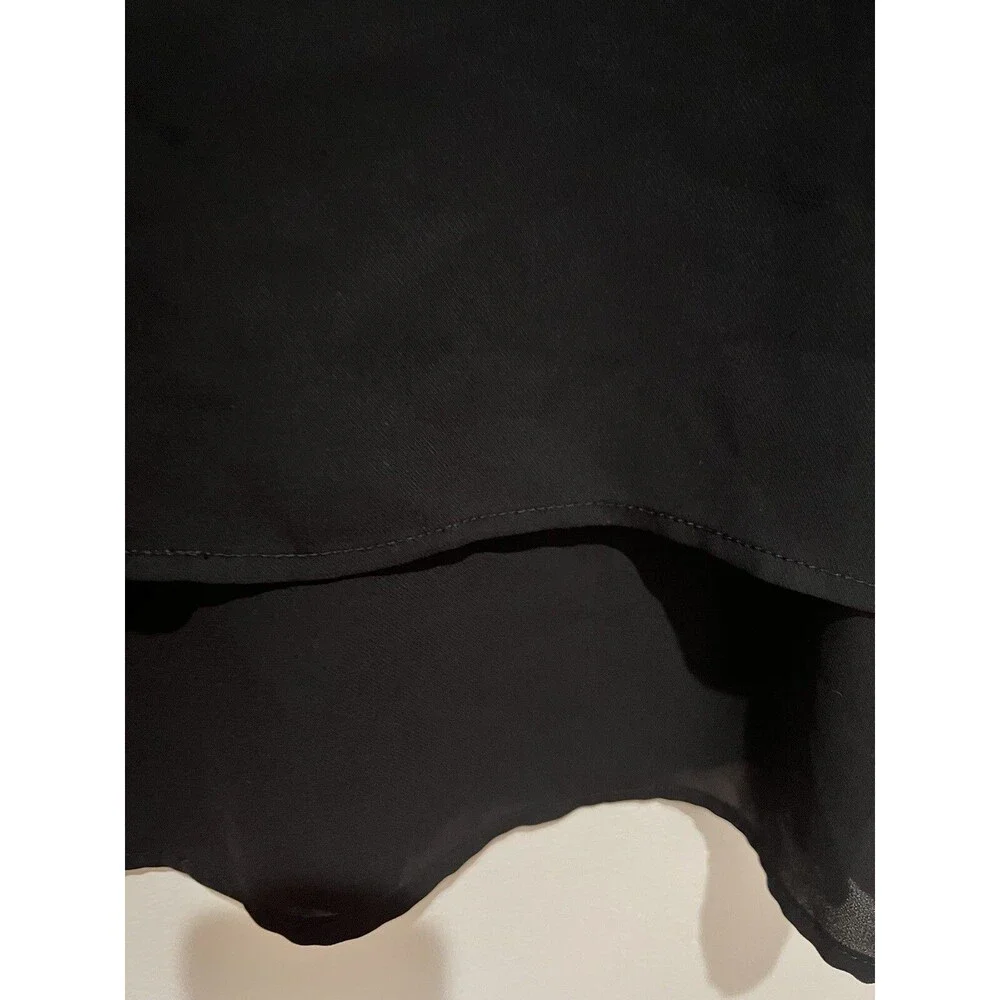 Michael Kors Black Mixed Media V-Neck Blouse - Small